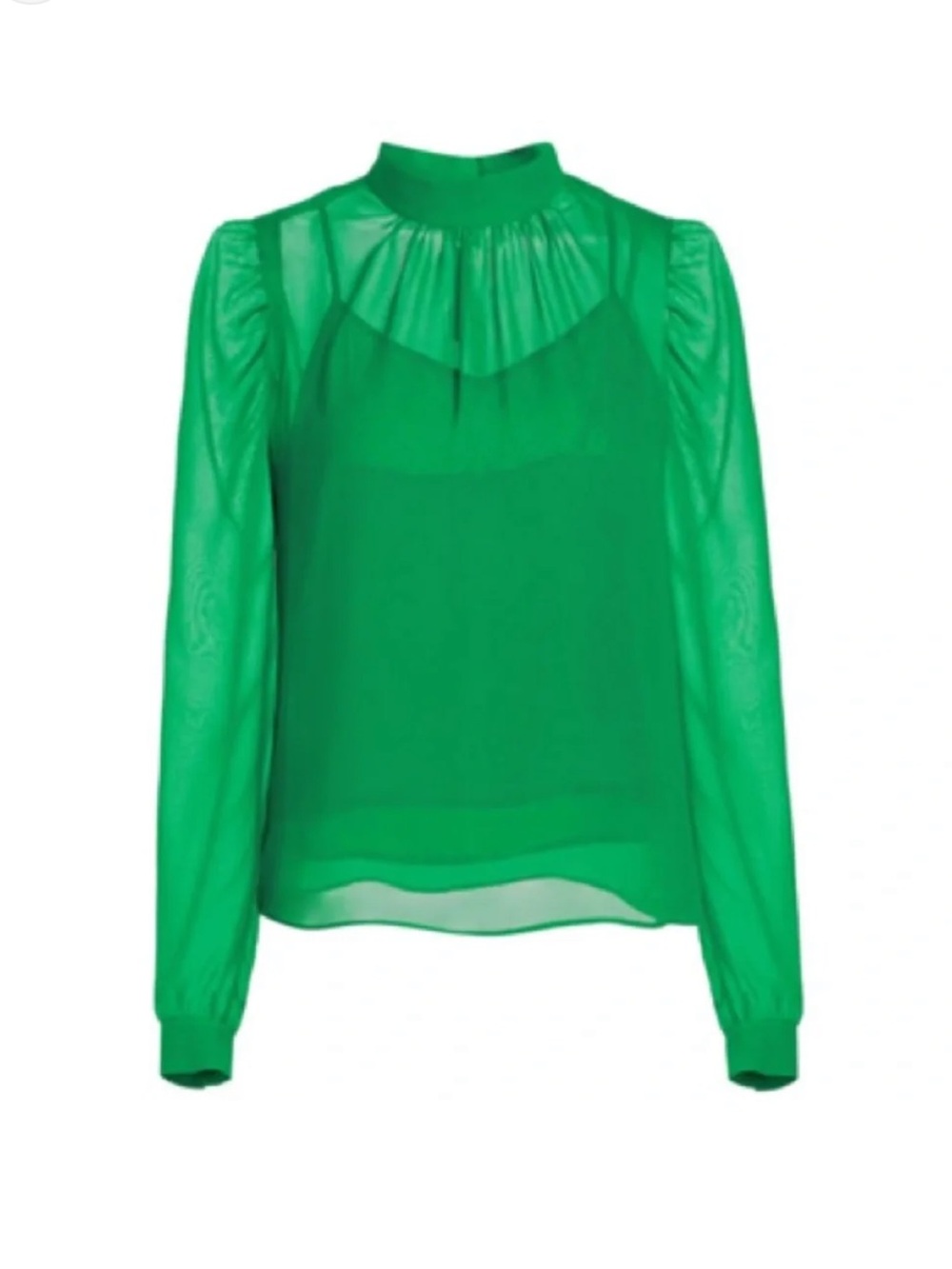 Generation Love Emerald Green Sheer High-Neck Blouse